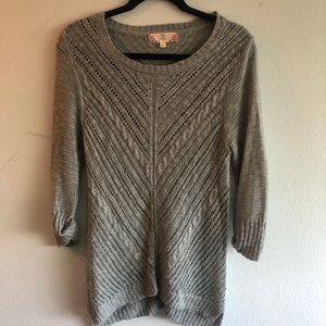 Mermaid teal open knit 3/4 sleeve sweater